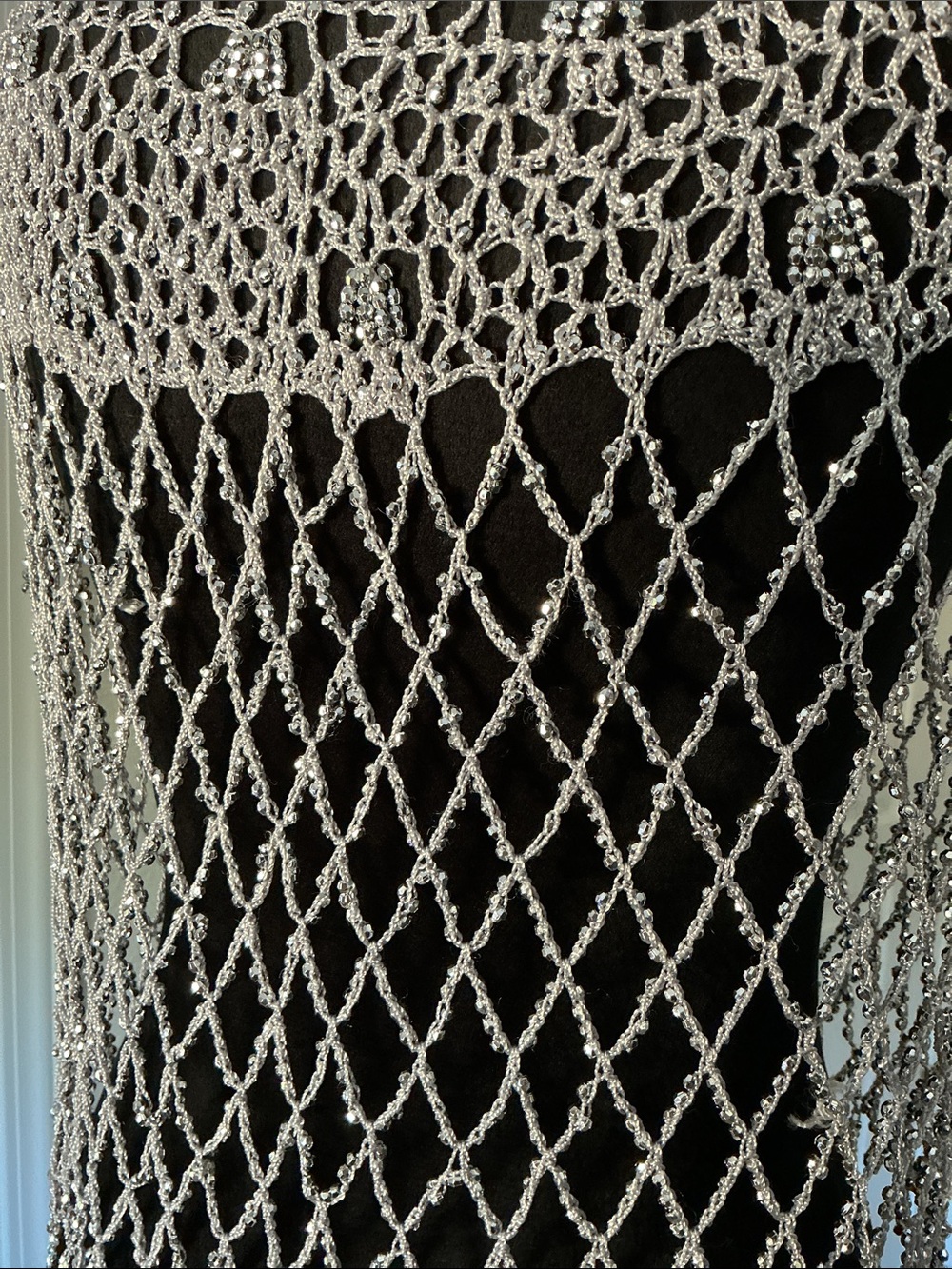 Handmade Silver Crochet Net Top/Skirt - Picture 3 of 3